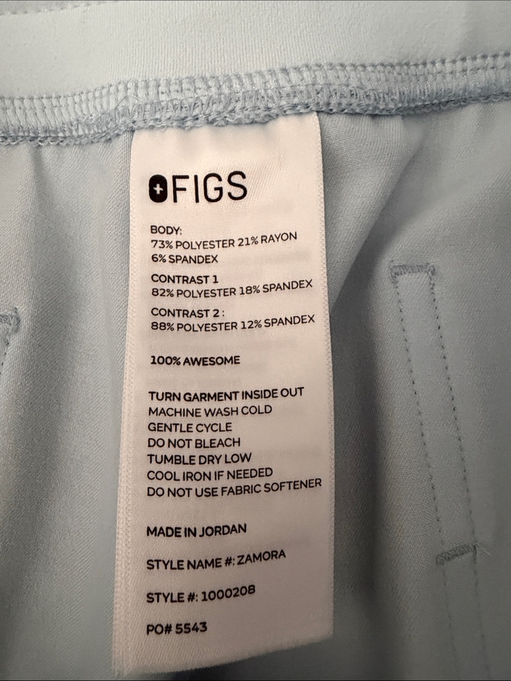 Figs Women's Zamora joggers Sky Blue LP - Picture 3 of 4